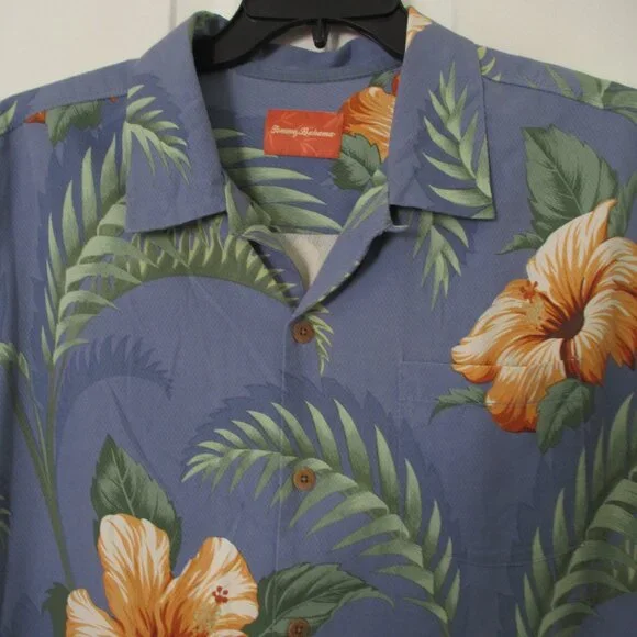 Tommy Bahama Mens S/S Blue Silk Casual Hawaiian Shirt - Size XL - Picture 1 of 3